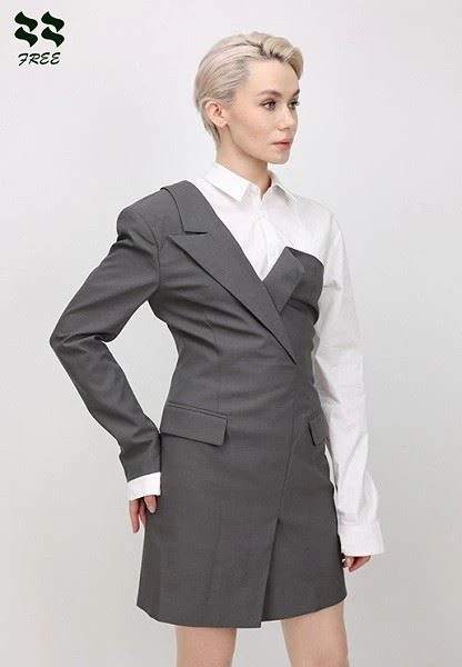 One Shoulder Long Sleeve Blazer Dress Supplier